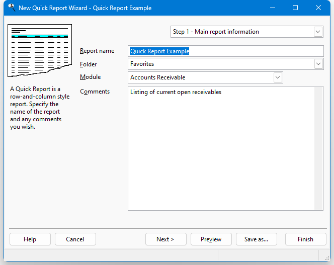 Creating a Quick Report Stonefield Query