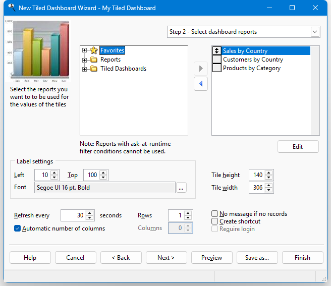 Step 2: Select Dashboard Reports (Tiled Dashboard) - Stonefield Query