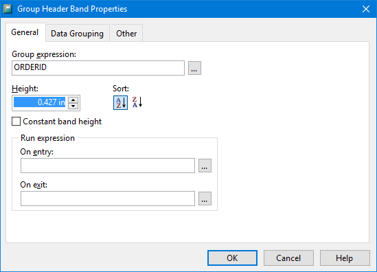 Report Bands - Stonefield Query
